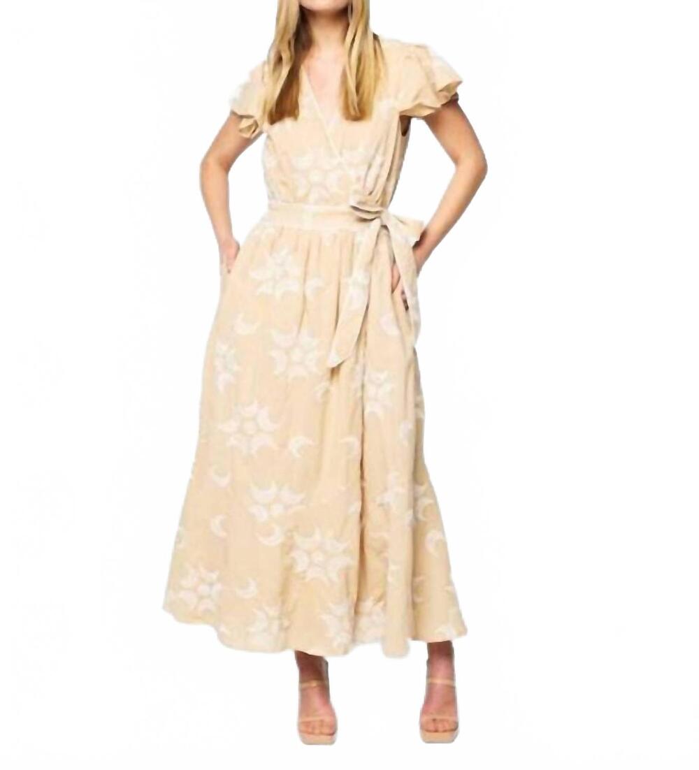 NEW CIEBON evelyn maxi dress in beige/ white